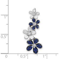 14K White Gold Diamond and Sapphire Four Flower Pendant - 0.125 Carat Diamond Weight, 0.0376 Carat Sapphire Weight by Monteluci Fine Jewelry