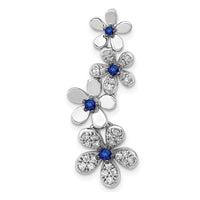 14K White Gold Diamond and Sapphire Four Flowers Chain Slide with Round Sapphires - 0.19 Carat Total Sapphire Weight, 0.03 Carat Total Diamond Weight by Monteluci Fine Jewelry