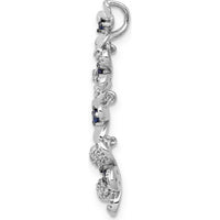 14K White Gold Diamond and Sapphire Four Flowers Chain Slide with Round Sapphires - 0.19 Carat Total Sapphire Weight, 0.03 Carat Total Diamond Weight by Monteluci Fine Jewelry