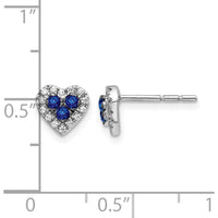 14K White Gold Diamond and Sapphire Heart Stud Earrings - 0.12 Carat Total Sapphire Weight, 0.14 Carat Total Diamond Weight by Monteluci Fine Jewelry
