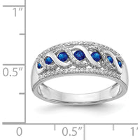 14K White Gold Diamond and Sapphire Twist Ring with 5 Sapphires and 36 Diamonds - 0.30 Carat Total Gemstone Weight by 0