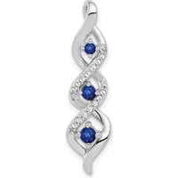 14K White Gold Diamond and Sapphire Twisted Pendant with Round Stones - 0.26 Carat Total Sapphire Weight by Lumare Gioia