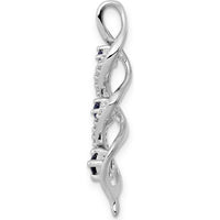 14K White Gold Diamond and Sapphire Twisted Pendant with Round Stones - 0.26 Carat Total Sapphire Weight by Lumare Gioia
