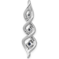 14K White Gold Diamond and Sapphire Twisted Pendant with Round Stones - 0.26 Carat Total Sapphire Weight by Lumare Gioia