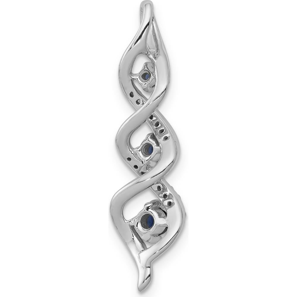 14K White Gold Diamond and Sapphire Twisted Pendant with Round Stones - 0.26 Carat Total Sapphire Weight by Lumare Gioia
