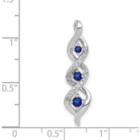14K White Gold Diamond and Sapphire Twisted Pendant with Round Stones - 0.26 Carat Total Sapphire Weight by Lumare Gioia