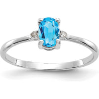 14K White Gold Diamond & Swiss Blue Topaz Birthstone Ring - 0.55 Carat Total Gem Weight by Oro Pregiato