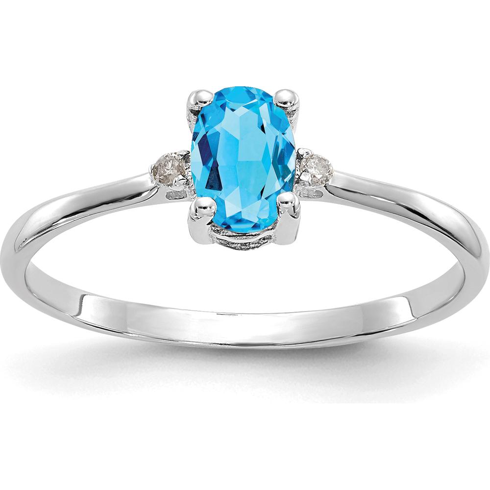 14K White Gold Diamond & Swiss Blue Topaz Birthstone Ring - 0.55 Carat Total Gem Weight by Oro Pregiato