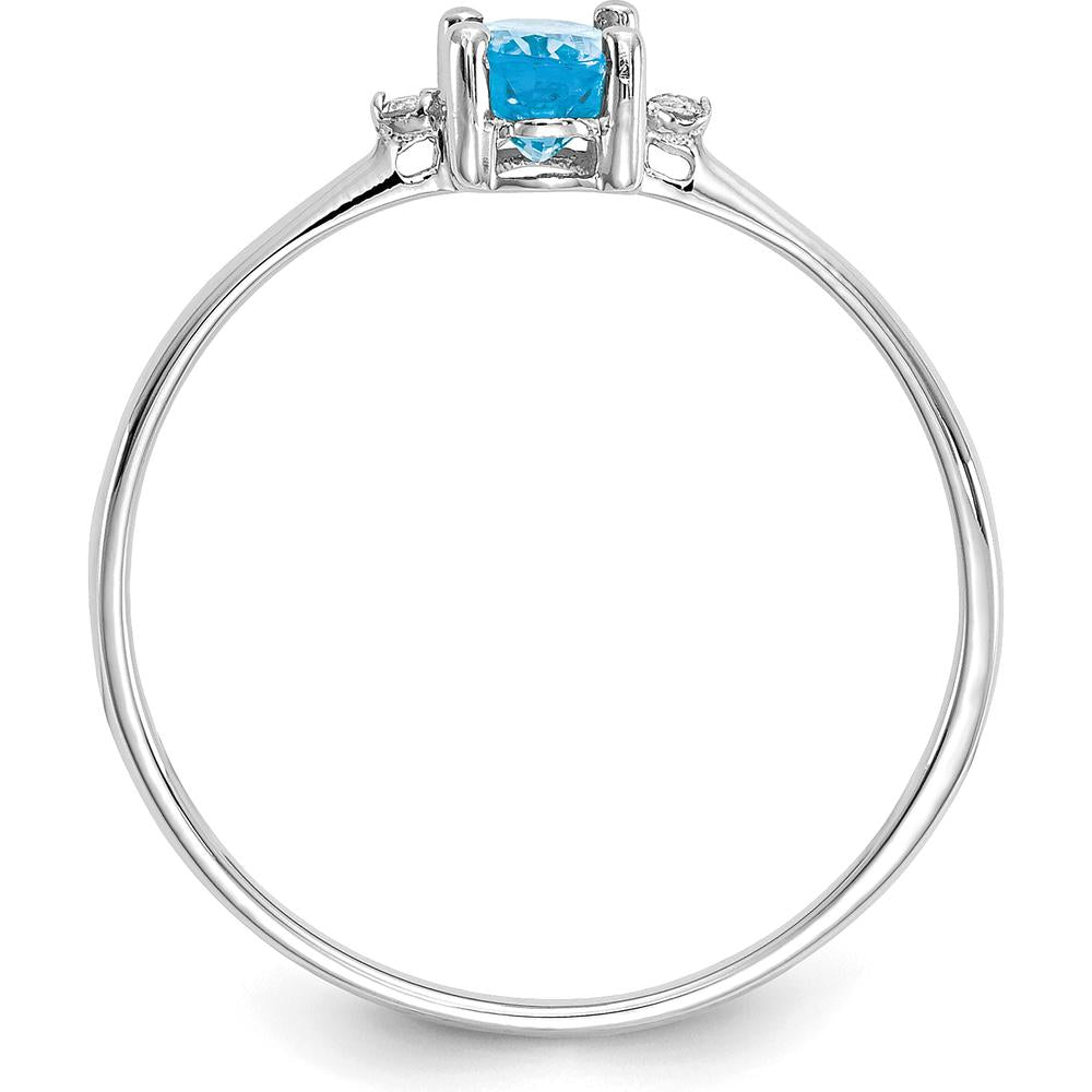 14K White Gold Diamond & Swiss Blue Topaz Birthstone Ring - 0.55 Carat Total Gem Weight by Oro Pregiato
