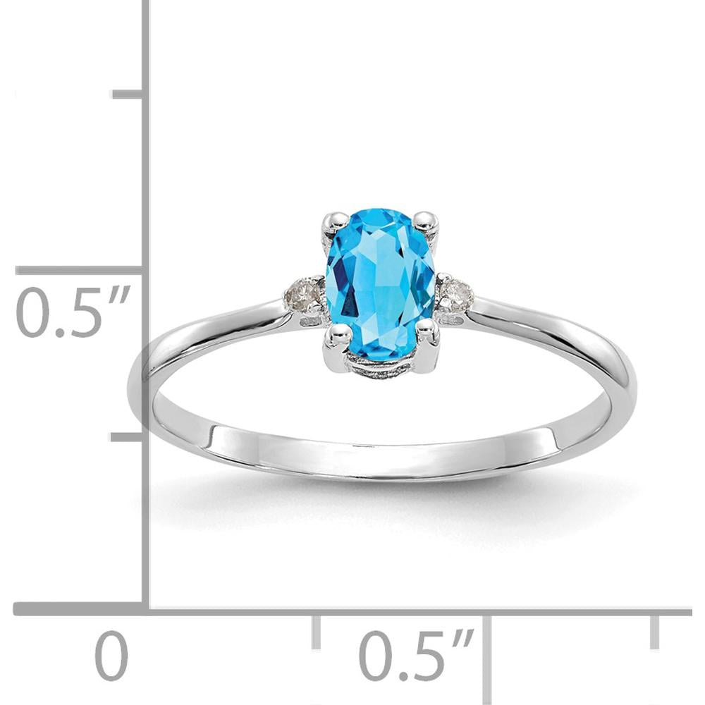 14K White Gold Diamond & Swiss Blue Topaz Birthstone Ring - 0.55 Carat Total Gem Weight by Oro Pregiato
