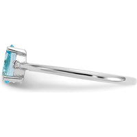 14K White Gold Diamond & Swiss Blue Topaz Birthstone Ring - 0.55 Carat Total Gem Weight by Oro Pregiato