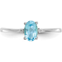 14K White Gold Diamond & Swiss Blue Topaz Birthstone Ring - 0.55 Carat Total Gem Weight by Oro Pregiato