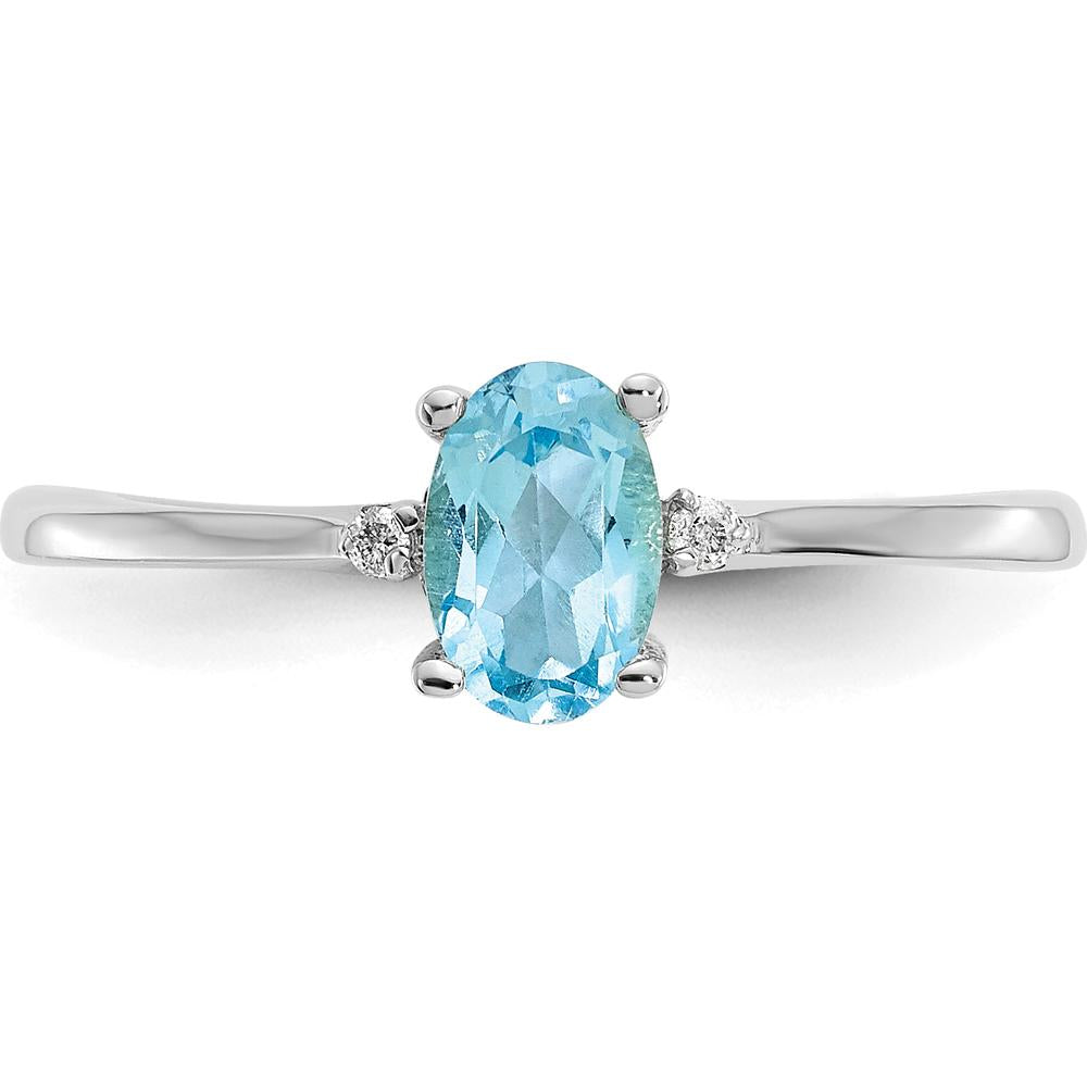 14K White Gold Diamond & Swiss Blue Topaz Birthstone Ring - 0.55 Carat Total Gem Weight by Oro Pregiato