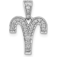 14K White Gold Diamond Aries Zodiac Pendant - Natural Round Diamonds, 0.054 Carat Total Diamond Weight by Monteluci Fine Jewelry