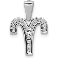 14K White Gold Diamond Aries Zodiac Pendant - Natural Round Diamonds, 0.054 Carat Total Diamond Weight by Monteluci Fine Jewelry