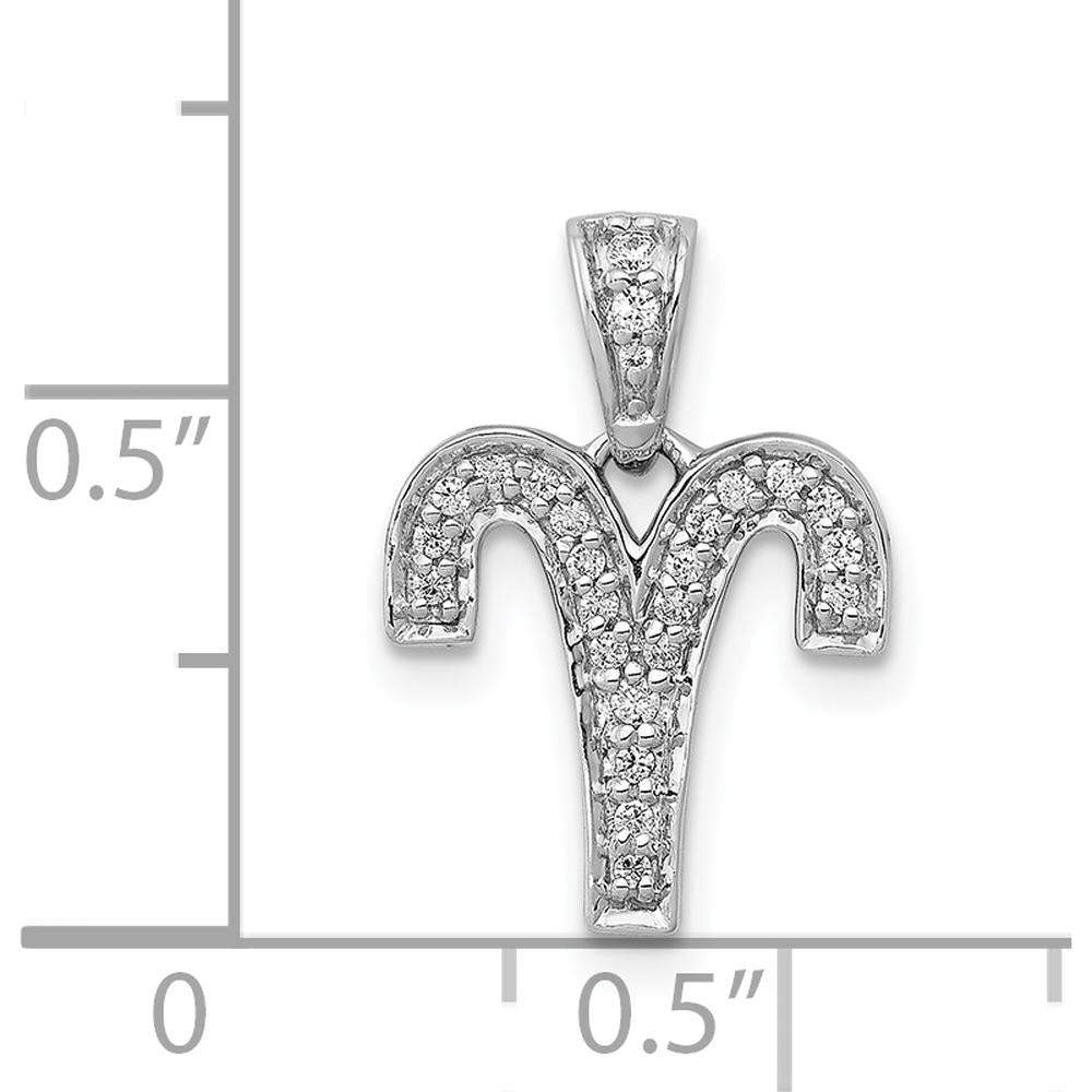 14K White Gold Diamond Aries Zodiac Pendant - Natural Round Diamonds, 0.054 Carat Total Diamond Weight by Monteluci Fine Jewelry