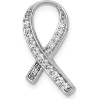 14K White Gold Diamond Awareness Ribbon Pendant with 16 Round Natural Diamonds - 0.014 Carat Total Diamond Weight by Monteluci Fine Jewelry