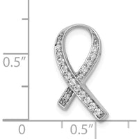 14K White Gold Diamond Awareness Ribbon Pendant with 16 Round Natural Diamonds - 0.014 Carat Total Diamond Weight by Monteluci Fine Jewelry