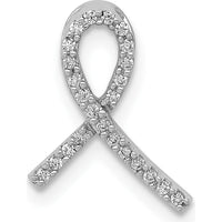 14K White Gold Diamond Awareness Ribbon Pendant with 24 Round Diamonds - 0.004 Carat Total Diamond Weight by Monteluci Fine Jewelry