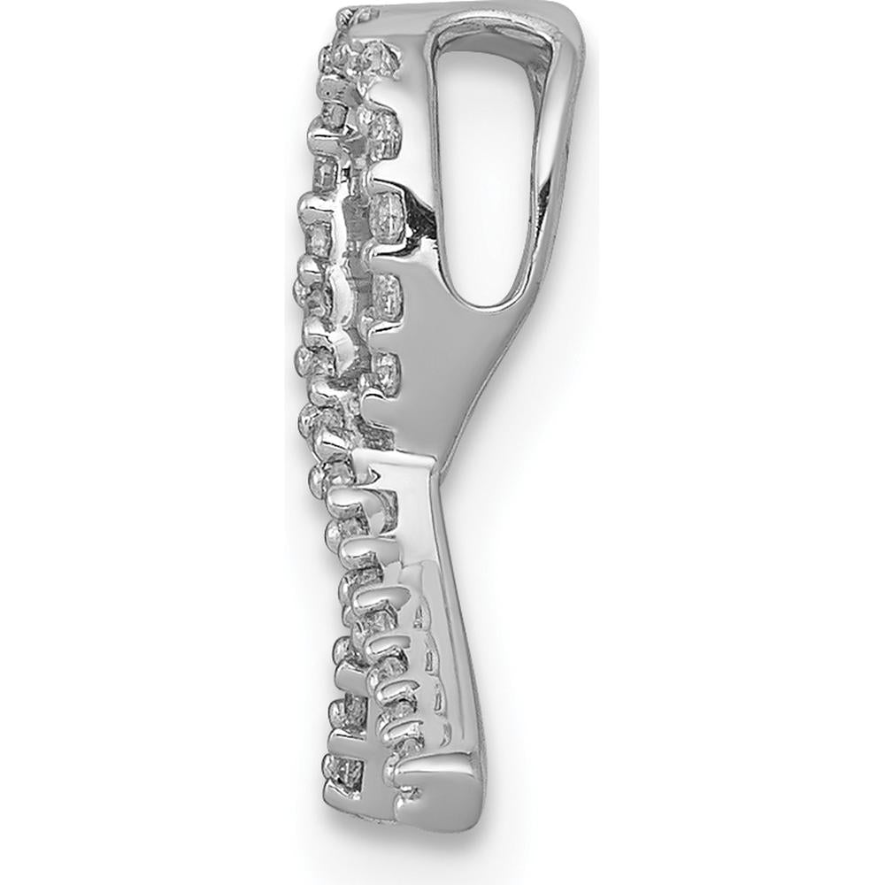 14K White Gold Diamond Awareness Ribbon Pendant with 24 Round Diamonds - 0.004 Carat Total Diamond Weight by Monteluci Fine Jewelry
