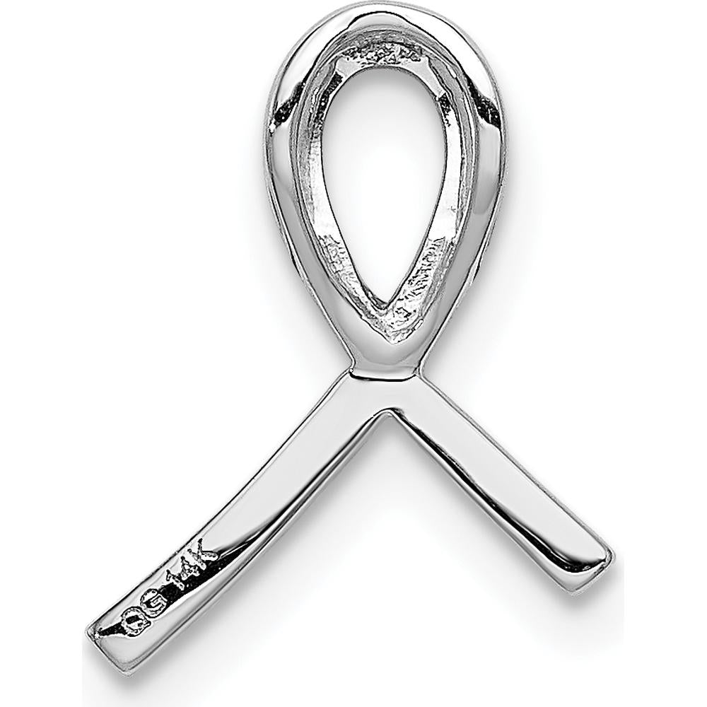 14K White Gold Diamond Awareness Ribbon Pendant with 24 Round Diamonds - 0.004 Carat Total Diamond Weight by Monteluci Fine Jewelry