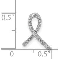 14K White Gold Diamond Awareness Ribbon Pendant with 24 Round Diamonds - 0.004 Carat Total Diamond Weight by Monteluci Fine Jewelry