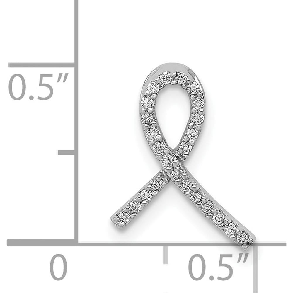 14K White Gold Diamond Awareness Ribbon Pendant with 24 Round Diamonds - 0.004 Carat Total Diamond Weight by Monteluci Fine Jewelry