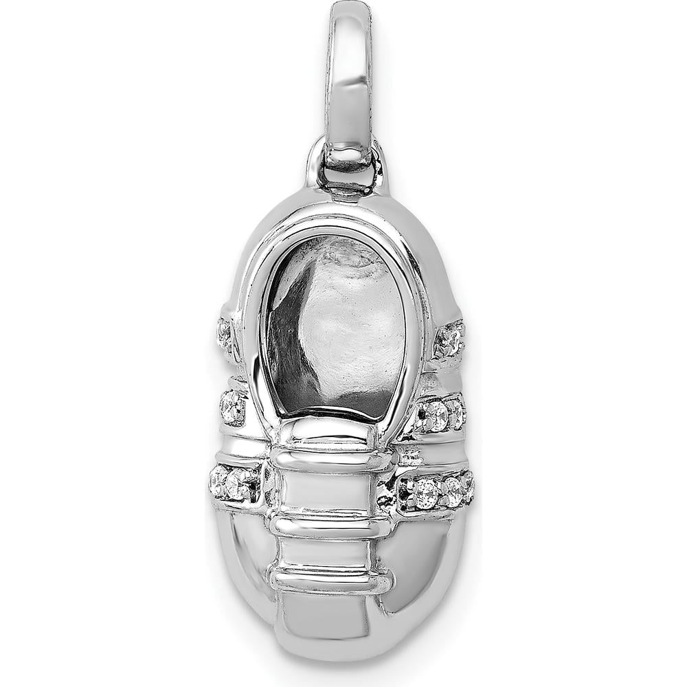 14K White Gold Diamond Baby Boy Shoe Pendant with 12 Round Diamonds - 0.005 Carat Total Diamond Weight by Monteluci Fine Jewelry