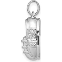 14K White Gold Diamond Baby Boy Shoe Pendant with 12 Round Diamonds - 0.005 Carat Total Diamond Weight by Monteluci Fine Jewelry