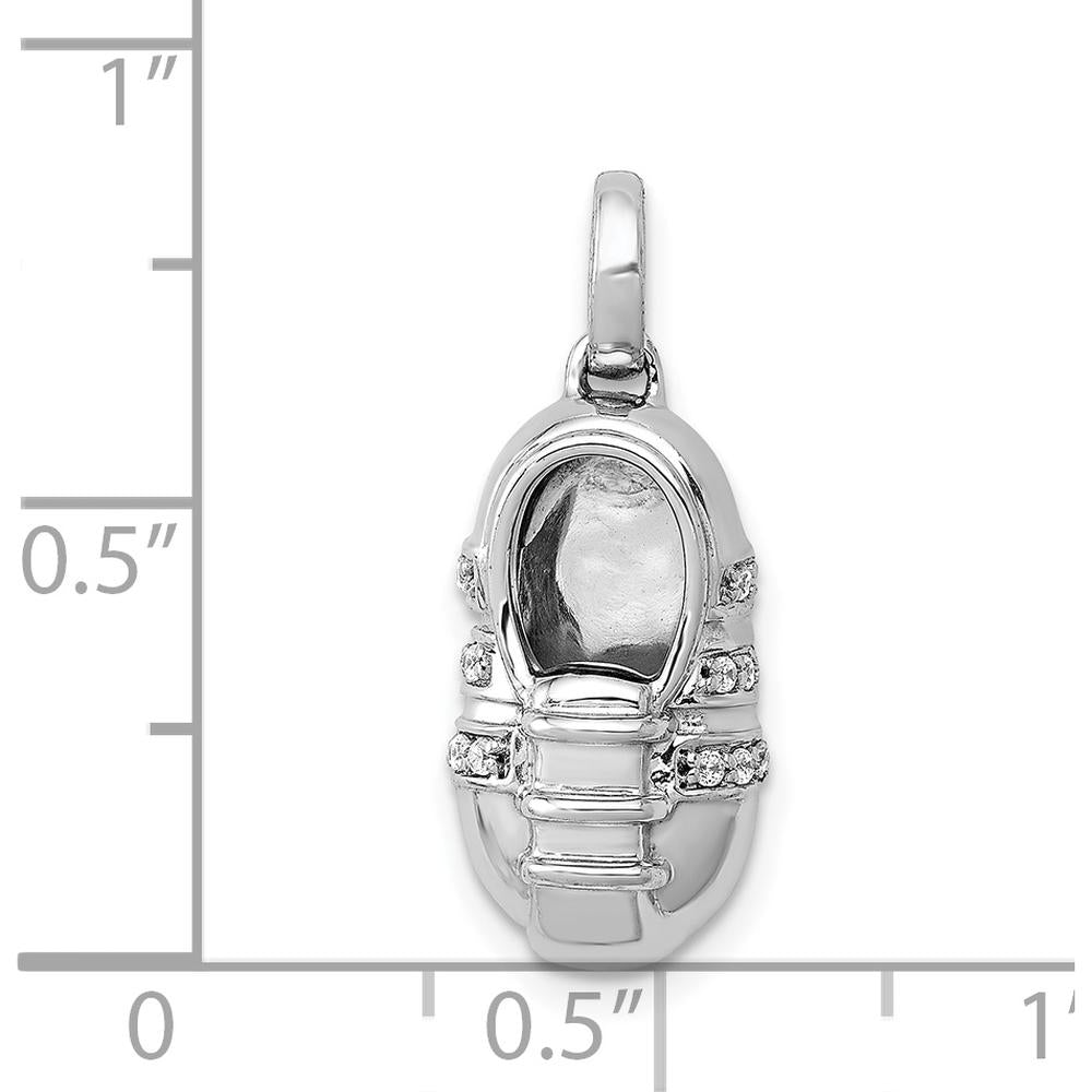 14K White Gold Diamond Baby Boy Shoe Pendant with 12 Round Diamonds - 0.005 Carat Total Diamond Weight by Monteluci Fine Jewelry