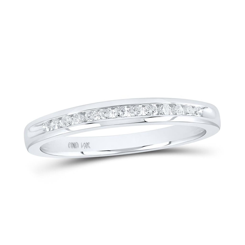 14K White Gold Diamond Band Ring - 1/6 Carat Total Diamond Weight