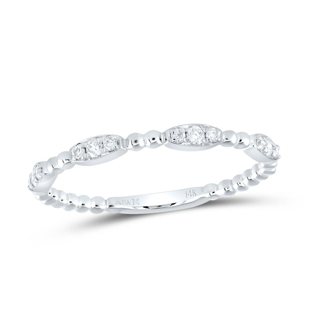 14K White Gold Diamond Band Ring - 1/8 Carat Total Diamond Weight