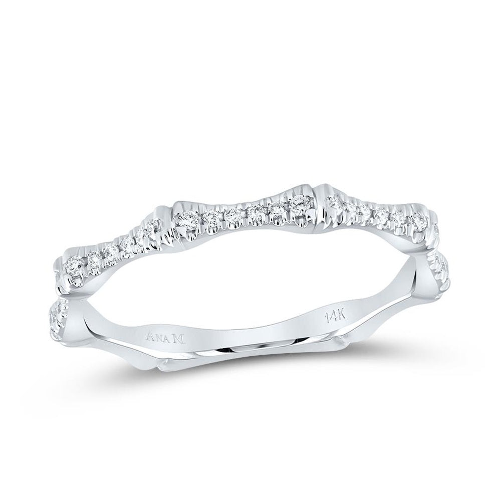 14K White Gold Diamond Band Ring - 1/8 Carat Total Diamond Weight