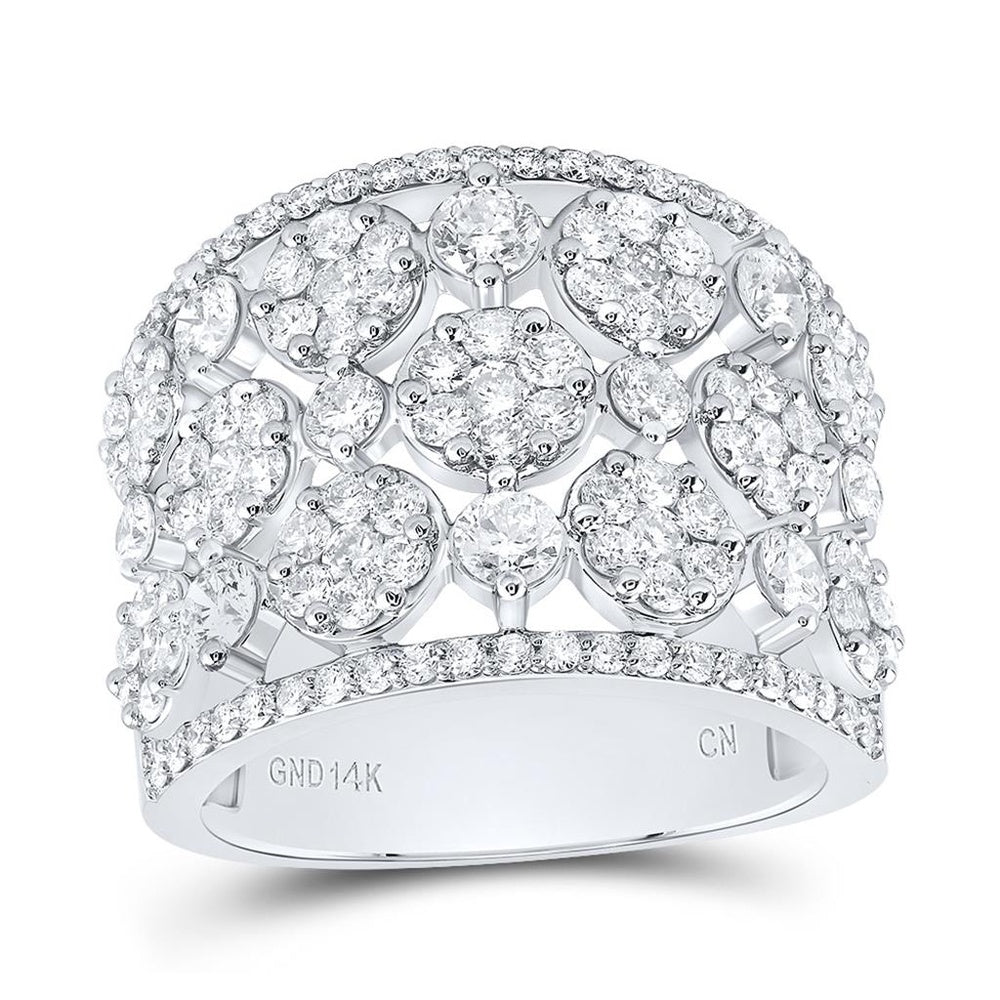 14K White Gold Diamond Band Ring - 2 1/2 Carat Total Diamond Weight