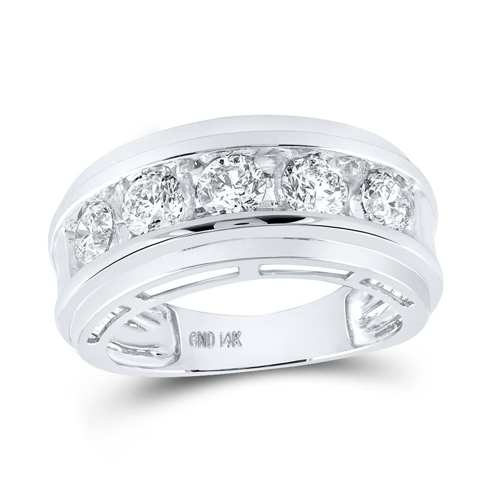 14K White Gold Diamond Band Ring - 2 Carat Total Diamond Weight