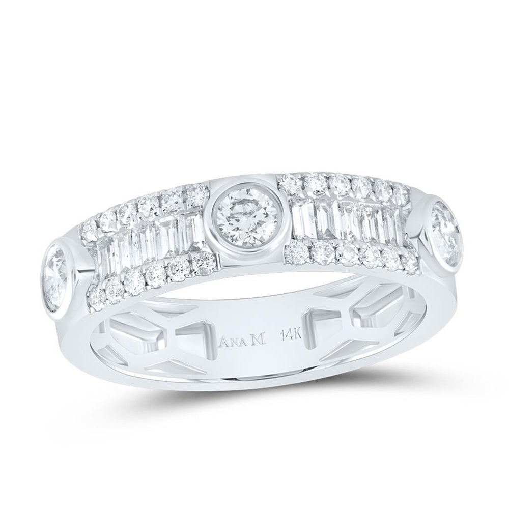 14K White Gold Diamond Band Ring - 3/4 Carat Total Diamond Weight