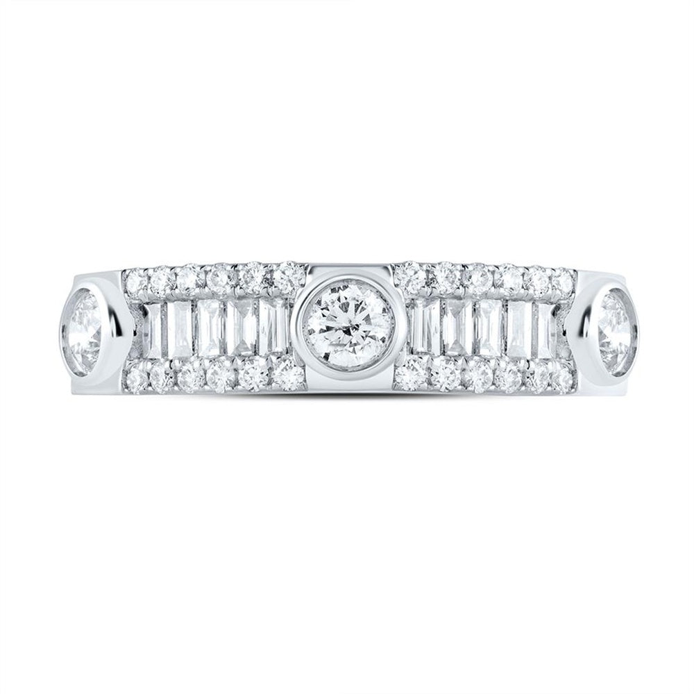 14K White Gold Diamond Band Ring - 3/4 Carat Total Diamond Weight