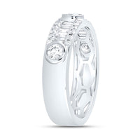 14K White Gold Diamond Band Ring - 3/4 Carat Total Diamond Weight