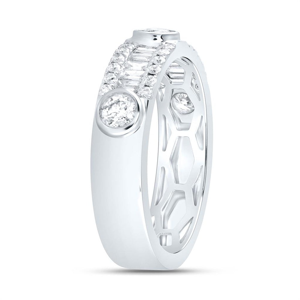 14K White Gold Diamond Band Ring - 3/4 Carat Total Diamond Weight