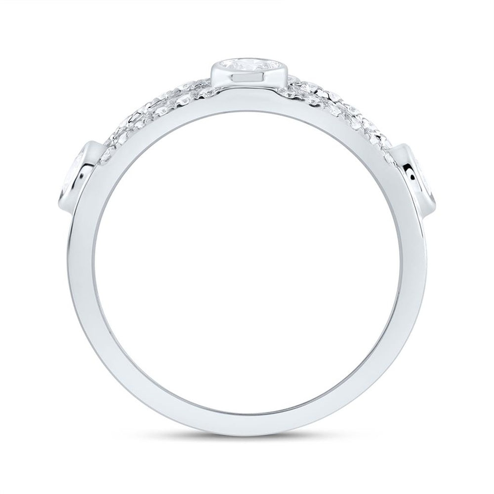 14K White Gold Diamond Band Ring - 3/4 Carat Total Diamond Weight
