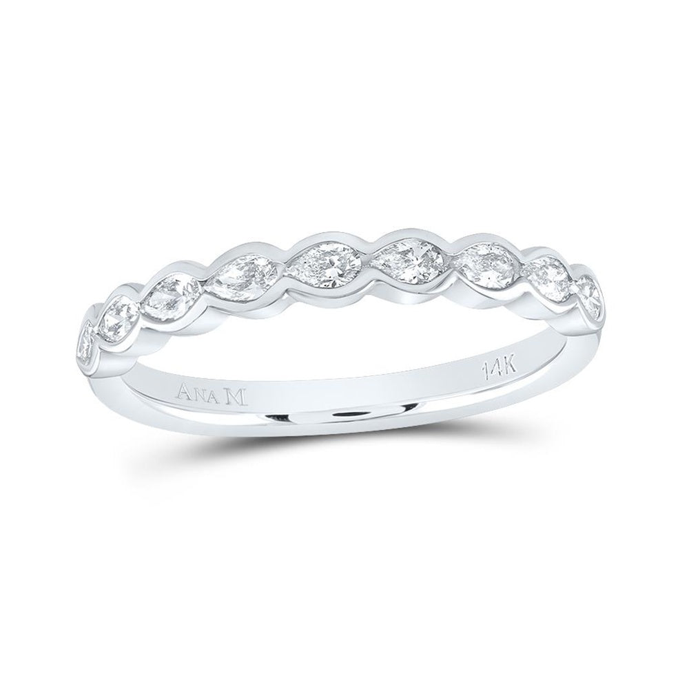 14K White Gold Diamond Band Ring - 3/8 Carat Total Diamond Weight