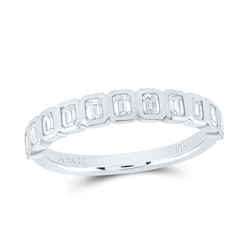 14K White Gold Diamond Band Ring - 5/8 Carat Total Diamond Weight