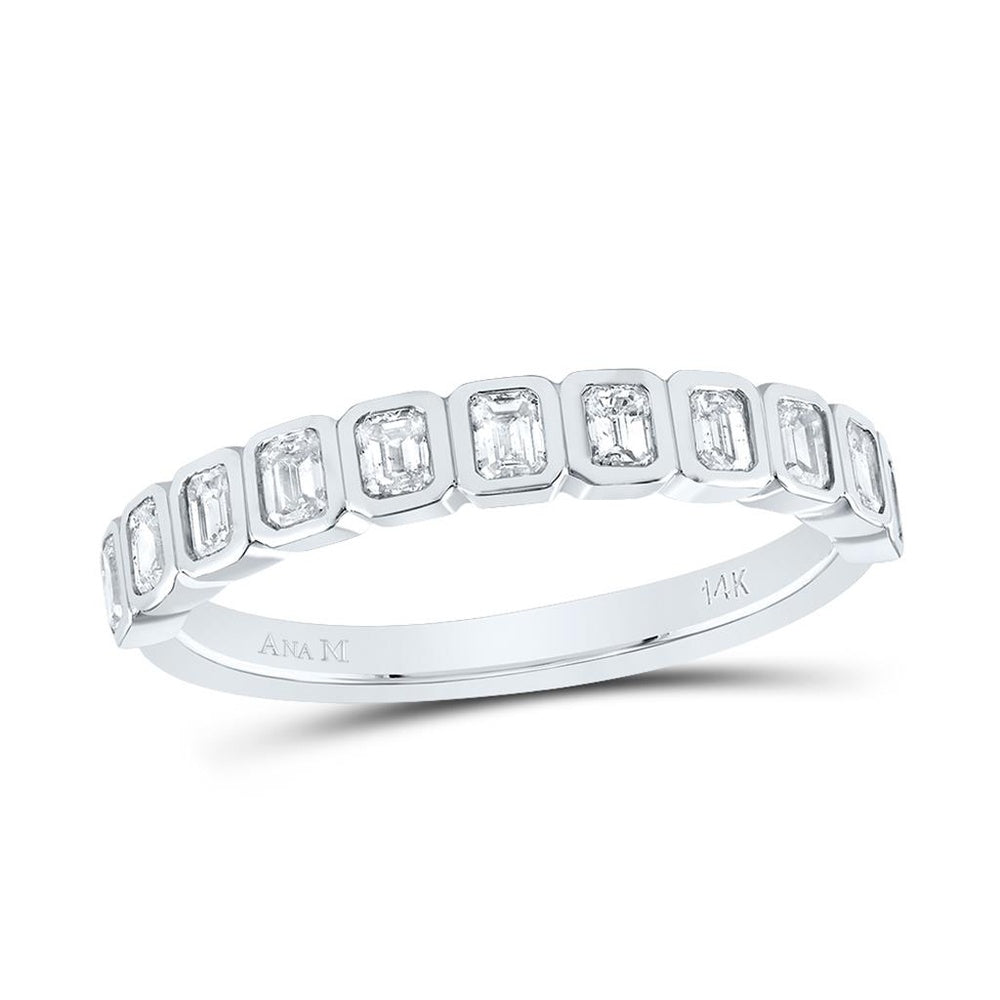 14K White Gold Diamond Band Ring - 5/8 Carat Total Gemstone Weight