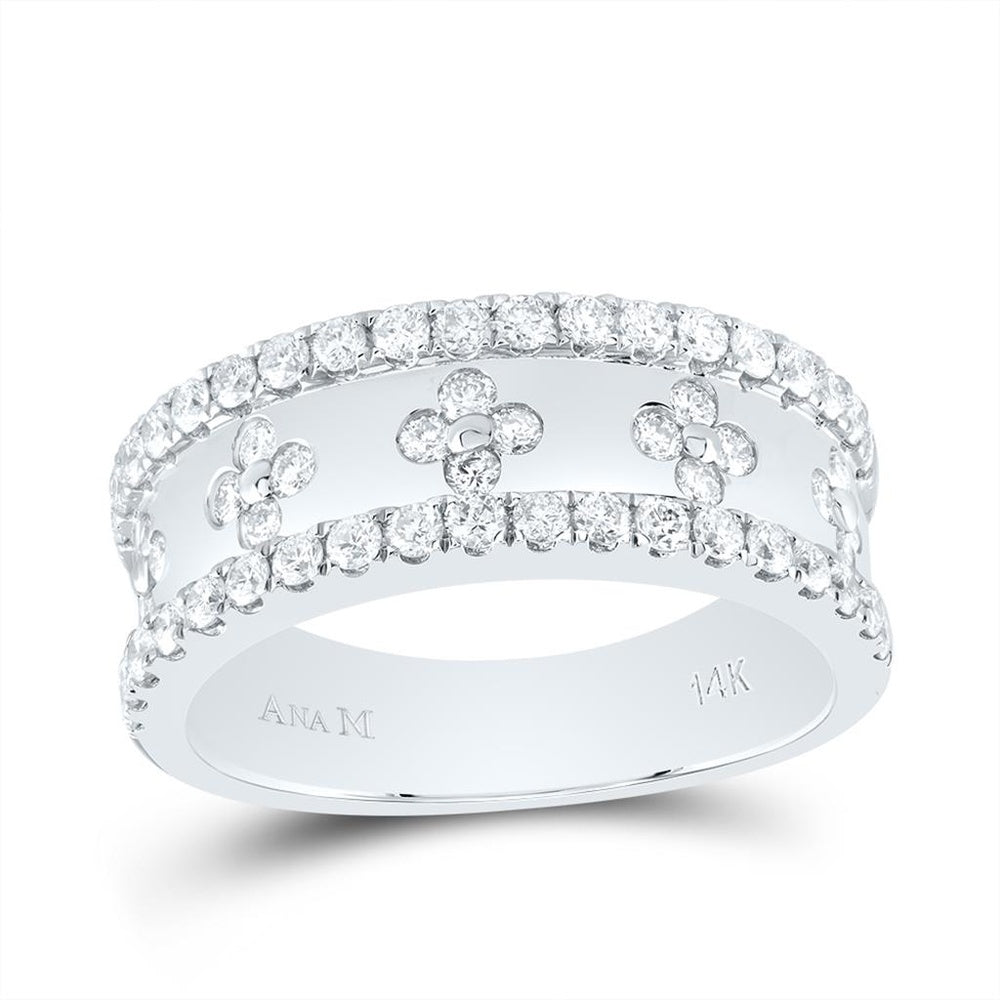 14K White Gold Diamond Band Ring - 7/8 Carat Total Diamond Weight