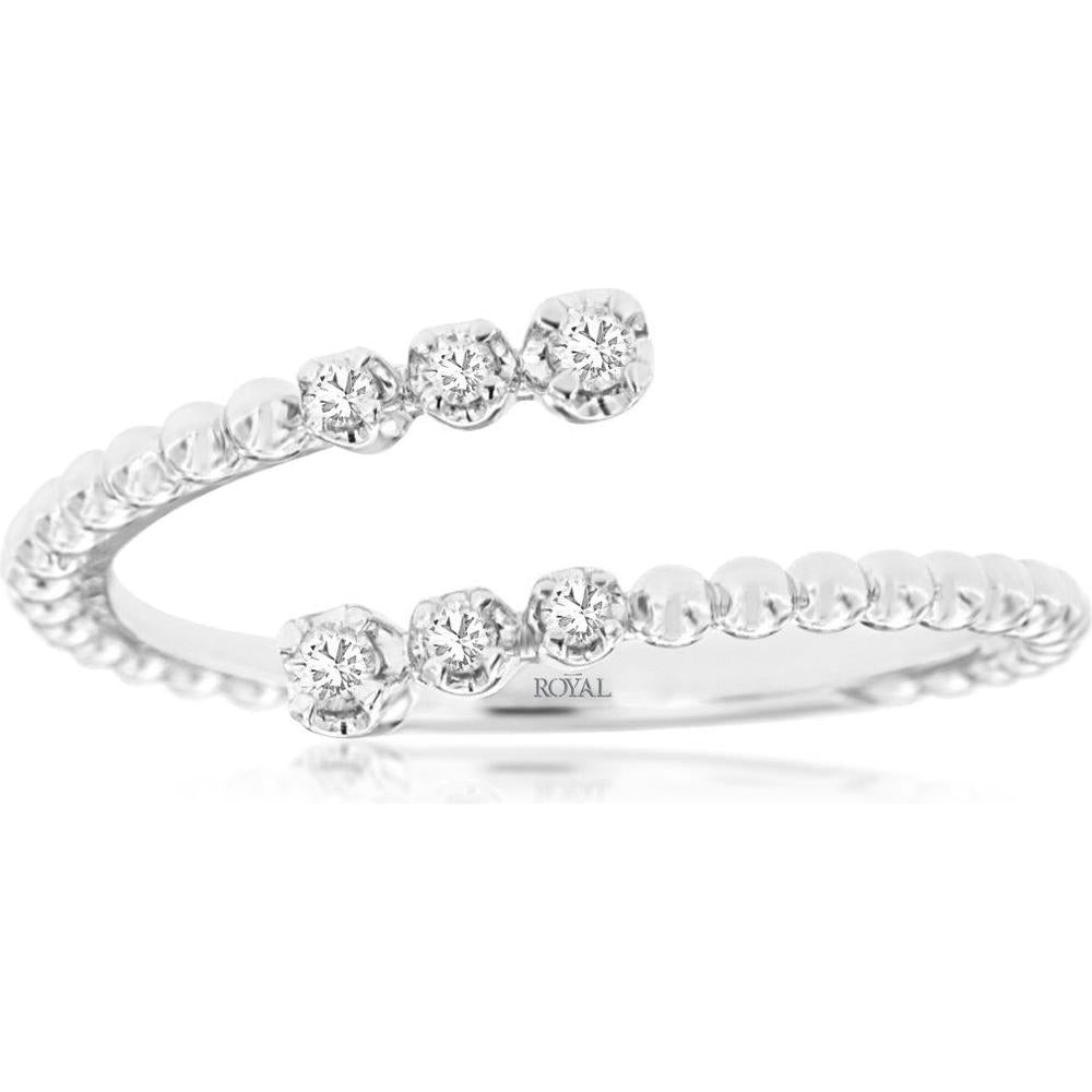 14K White Gold Diamond Band Ring with 0.10 Carats Round Diamonds