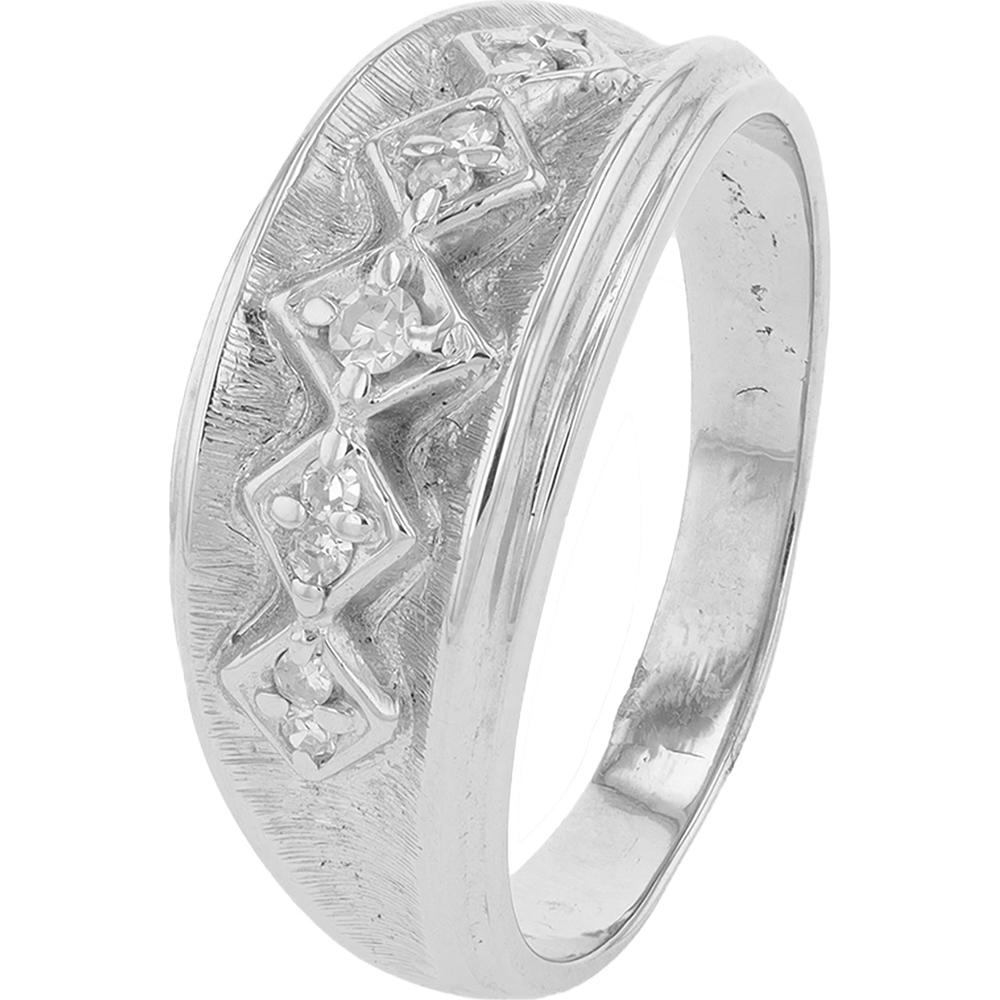 14K White Gold Diamond Band Ring with 0.12 Carat Total Diamond Weight