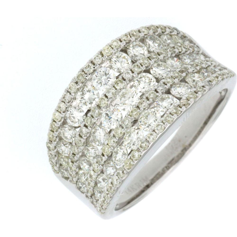 14K White Gold Diamond Band Ring with Milgrain Detailing - 1.92 Carats Total Diamond Weight