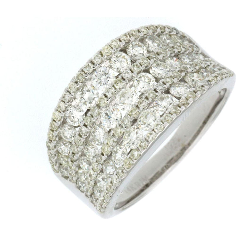 14K White Gold Diamond Band Ring with Milgrain Detailing - 1.92 Carats Total Diamond Weight