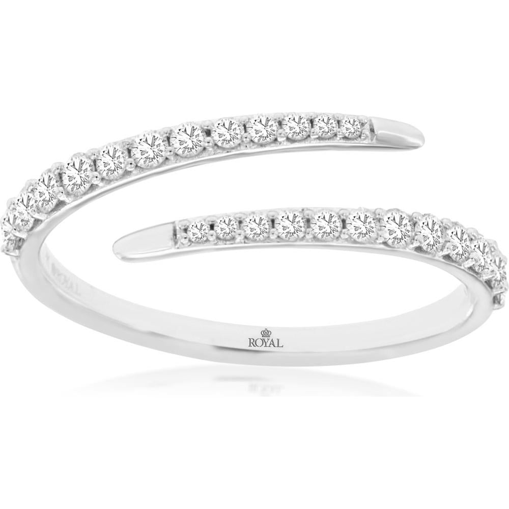 14K White Gold Diamond Band Ring with Prong Set Round Diamonds - 0.40 Carats Total Diamond Weight