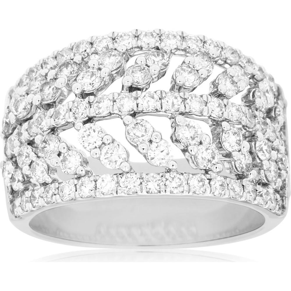 14K White Gold Diamond Band Ring with Round-Cut Diamonds - 1.53 Carats Total Diamond Weight
